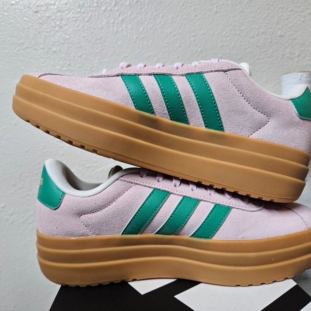 Adidas VL Court Bold Clear Pink Court Green Size 7 Womens Platform Sneaker NEW - Picture 15 of 16